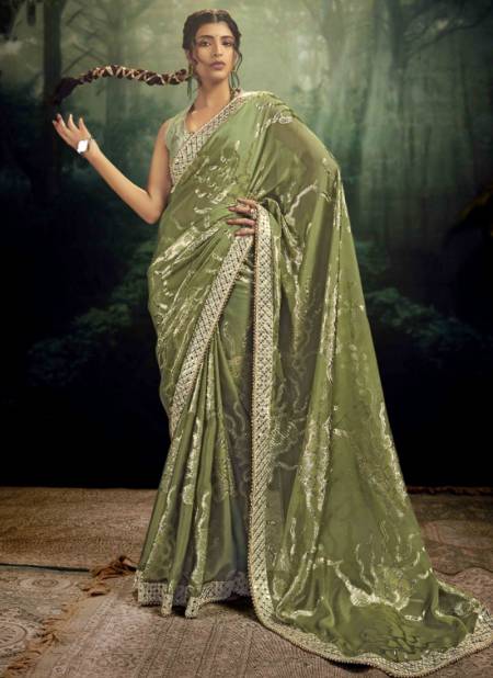 Green Colour Elle Mahaveera Designer Sarees Catalog 2203
