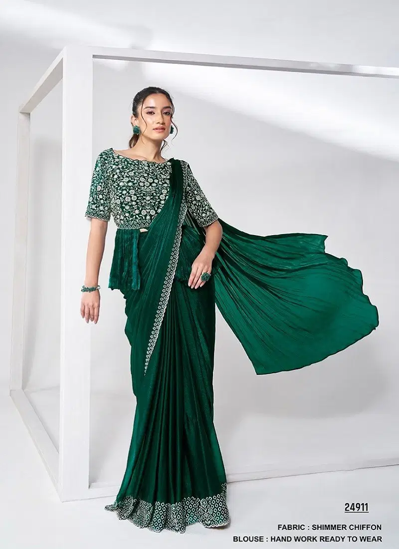 Green Colour Elyssia Mohmanthan Royal By Mahotsav Designer Party Wear Saree Wholesale In India 24911