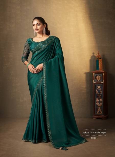 Green Colour Erisha By Mahotsav Satin Silk Party Wear Saree Catalog 43201