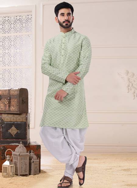 Green Colour Ethnic Wear Mens Wholesale Kurta Pajama Catalog 1804