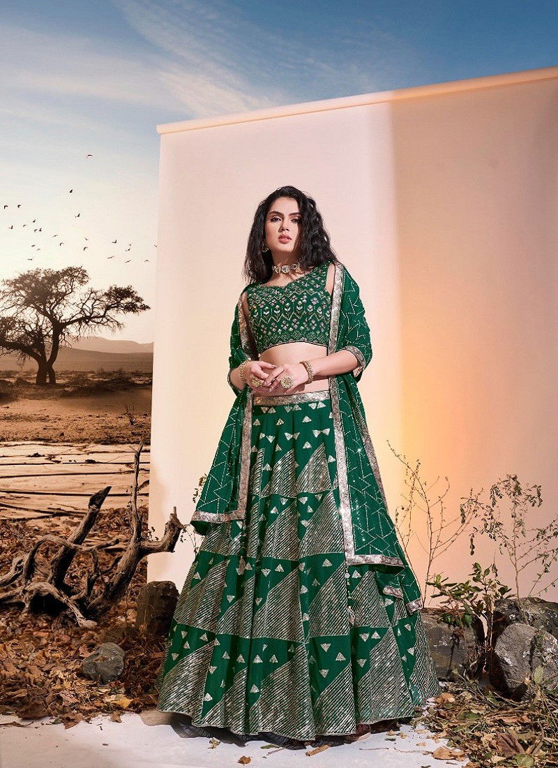 Green Colour Euphoria Vol 10 By Arya 61001 To 61003 Party Wear Lehenga Choli Catalog 61002