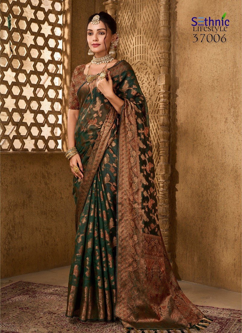 Green Colour Evogue 2 By Sethnic Organza Wedding Wear Saree Orders In India 37006