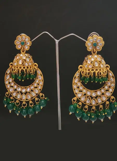 Green Colour Fancy Wear Designer 150 To 161 Earrings Catalog 164 Catalog