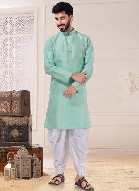 Green Colour Festive Wear Mens Wholesale Kurta With Pajama Catalog 1771