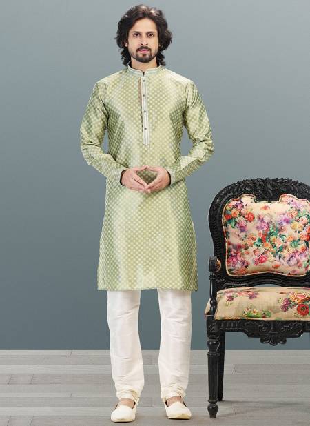 Green Colour Festive Wear Wholesale Mens Kurta Pajama Catalog 2044