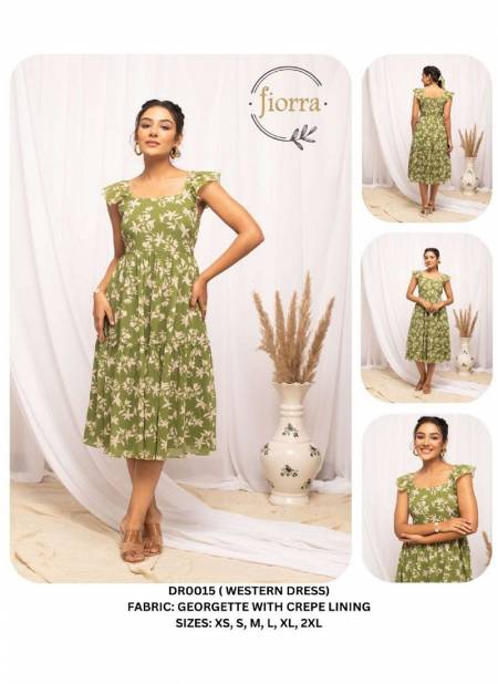 Green Colour Fiorra DR0000 01 Party Wear Ladies One Piece Western Dress Wholesalers In Delhi DR0015