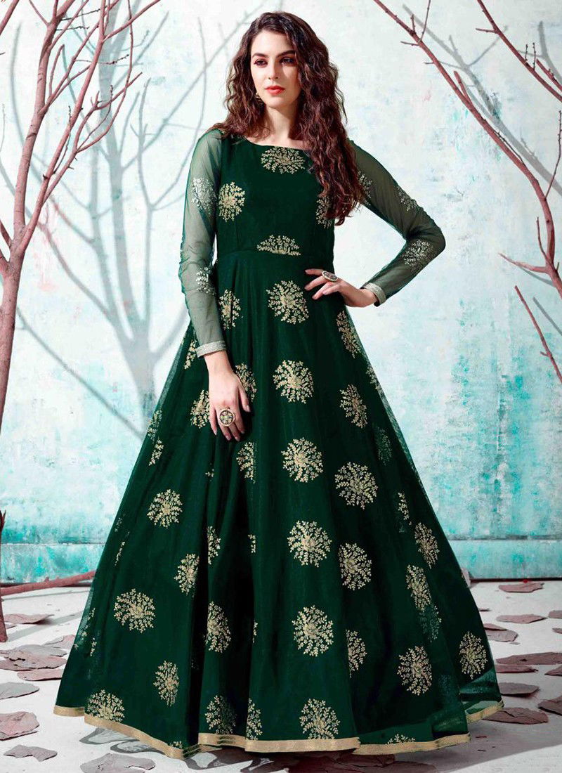 Green Colour Flory Vol 13 Wholesale Designer Gown Catalog 4538