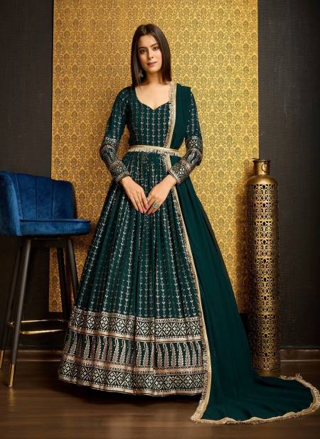 Green Colour Flory Vol 44 By Kf Shubhkala Anarkali Long Gown Readymade Suits Wholesale Online 5001