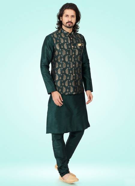 Green Colour Function Wear Exclusive Wholesale Modi Jacket Kurta Pajama 1877