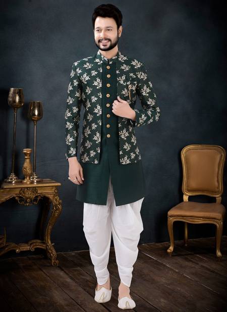 Green Colour Function Wear Mens Wholesale Indo Western 1702