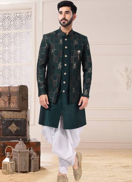 Green Colour Function Wear Mens Wholesale Indo Western Catalog 1759
