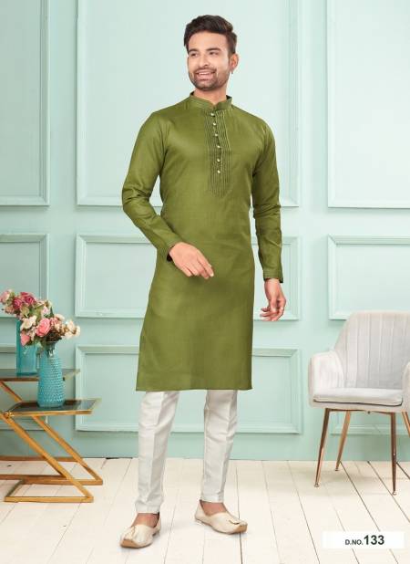 Green Colour GS Fashion Wedding Mens Wear Designer Kurta Pajama Wholesale Market In Surat 133