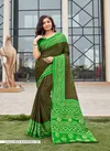 Green Colour Gajji Silk Bandhej By Girnar Fashion Daily Wear Saree Exporters In India 107