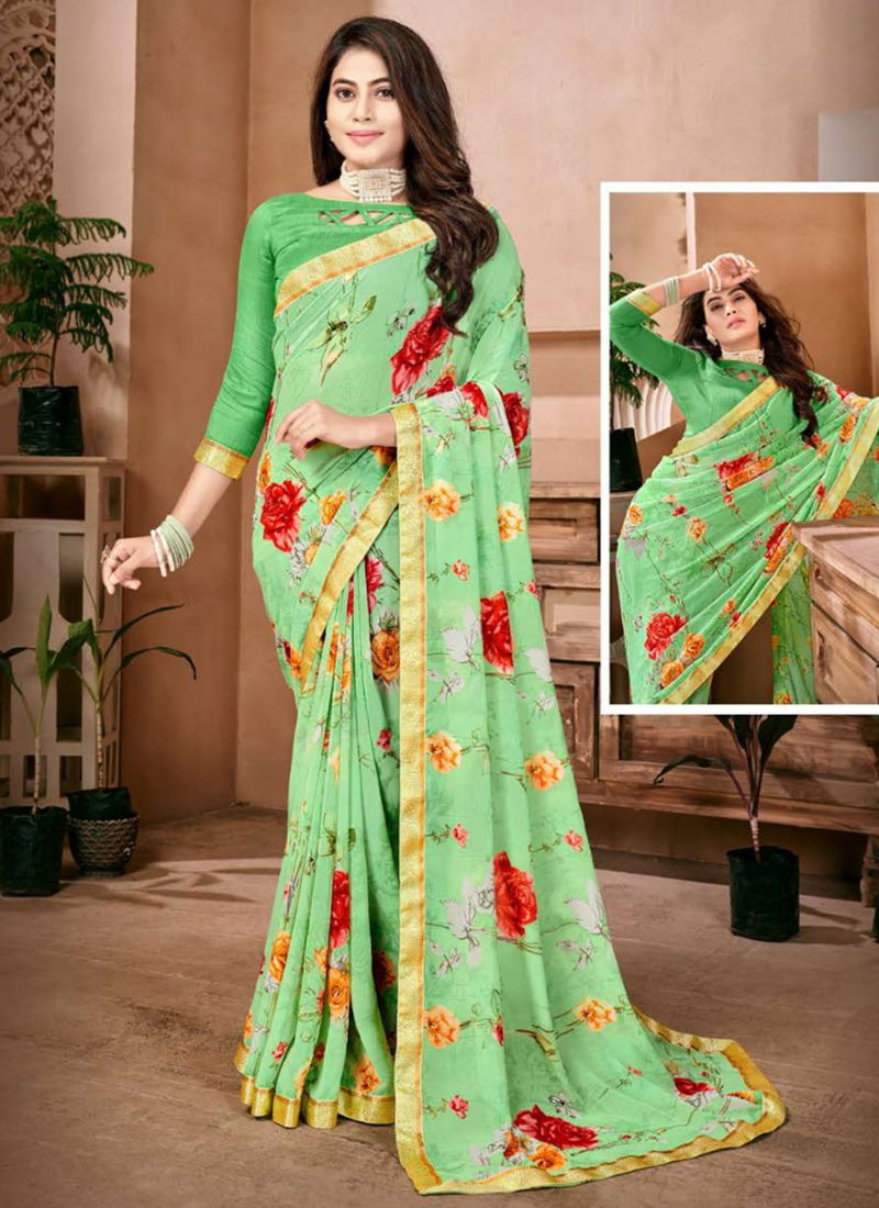 Green Colour Geetika By Ishika 5221 To 5228 Dailywear Sarees Catalog 5225