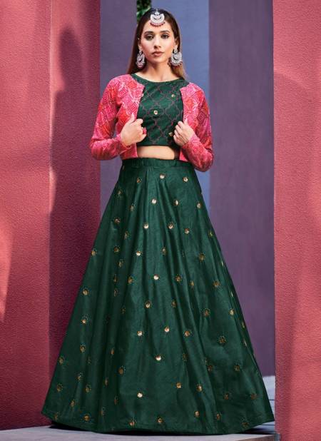 Green Colour Girly Vol 24 Khushboo Party Wear Wholesale Indo Western Lehenga Catalog 2245