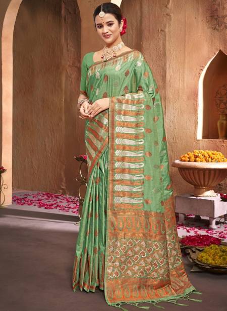 Green Colour Gulzar Silk Function Wear Wholesale Silk Sarees Catalog 3070