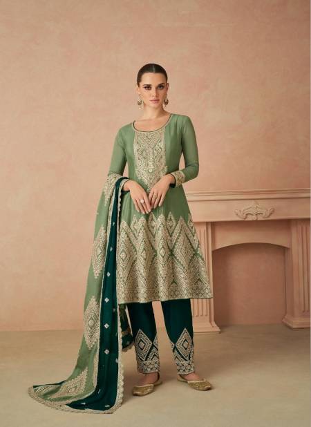 Green Colour Guzarish By Gulkayra Chinon Readymade Suits Wholesale In India 7477