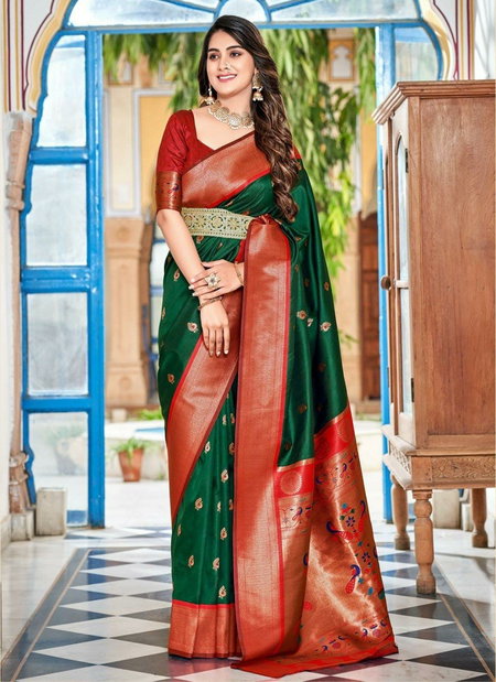 Green Colour Hansika Paithani By Rajpath Wedding Soft Peshwai Paithani Silk Saree Online Wholesale 126007