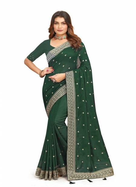 Green Colour Heritage By Utsav Nari Vichitra Blooming Embroidery Saree Wholesalers In Delhi 2377