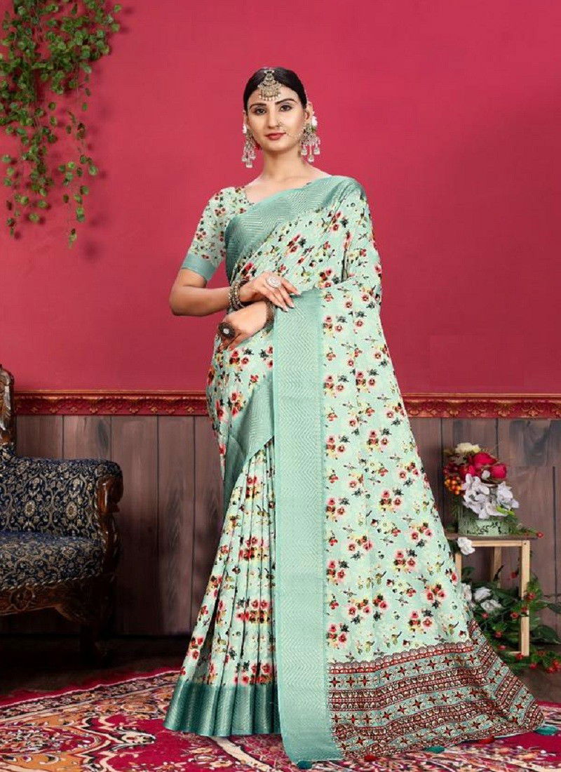 Green Colour Heritage Digital Vol 10 By Mintorsi Printed Sarees Catalog 1001