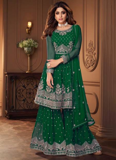 Green Colour Heroine 5969 Colors By Ashirwad Creations Georgette Salwar Suits Catalog 8696 D