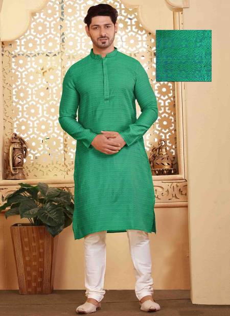 Green Colour Ibaadat Wholesale Ethnic Wear Mens Kurta Pajama IBT KP 7