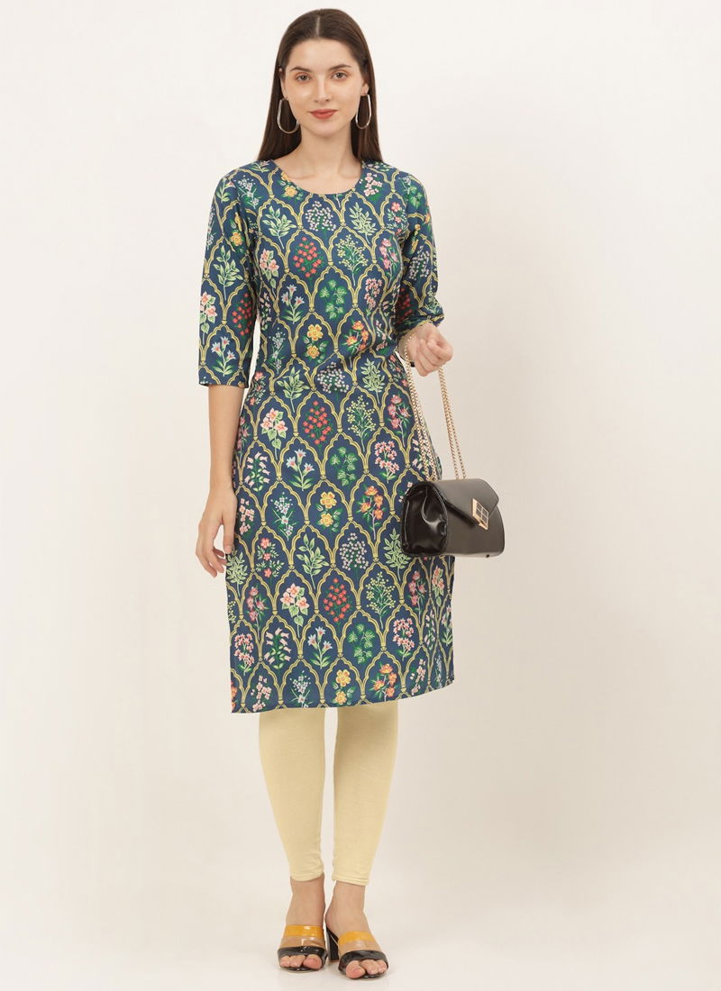 Green Colour Ikat By Fabhuman Trendz Printed Kurti Catalog 102