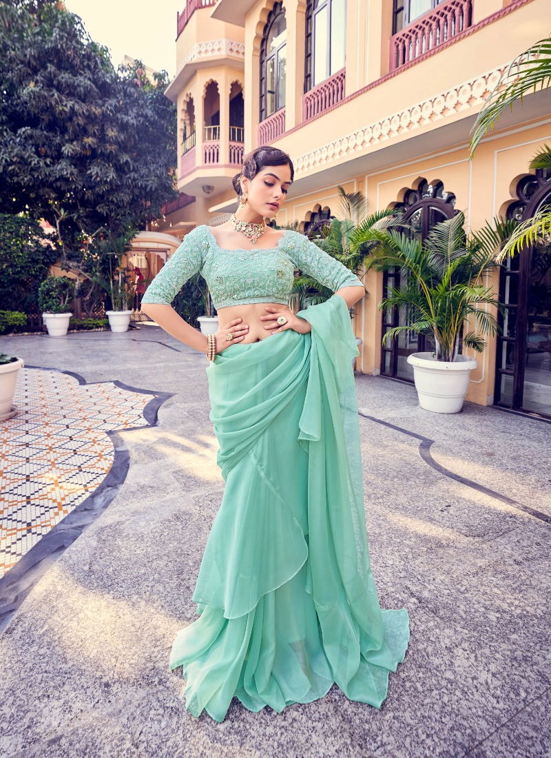 Green Colour Imperial Vol 10 By Arya Party Wear Saree Catalog 48003