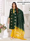 Green Colour Jacquard Jari Butta By Rahul Nx Jacquard With Tai Button Dress Material Catalog 1013