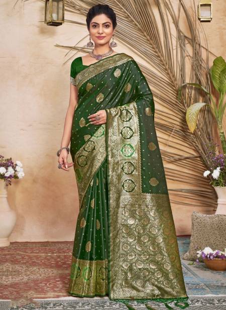 Green Colour Janki Silk Designer Wholesale Silk Sarees Catalog 3424
