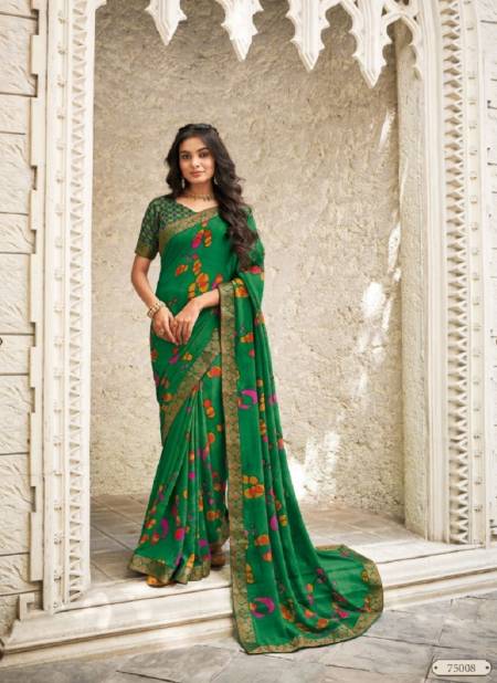 Green Colour Jaymala Vol 3 By Vipul Georgette Printed Daily Wear Sarees Wholesale Online 75008