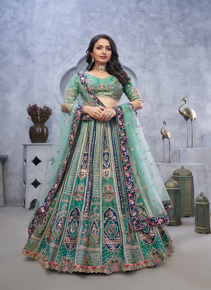 Green Colour KF 22 To KF 415 By Kesar Fab Ocassion Wear Designer Lehenga Choli Wholesale Online KF 30 Green