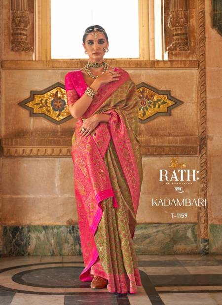 Green Colour Kadambari By Rath Pure Silk Jacquard Designer Saree Catalog 1159