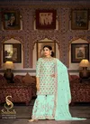 Green Colour Kalaki By Sabah Faux Georgette Plazzo Suit Dress Material Catalog 1018 D