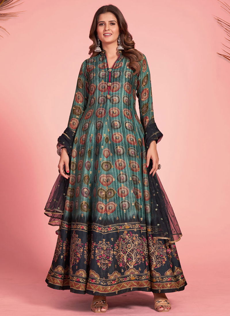 Green Colour Kalamkari Colors Wholesale Gown Catalog 1001