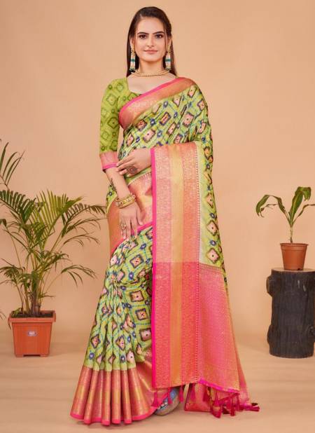 Green Colour Kalamkari Pattu Silk Vol 2 Designer Wholesale Printed Saree Catalog 3009