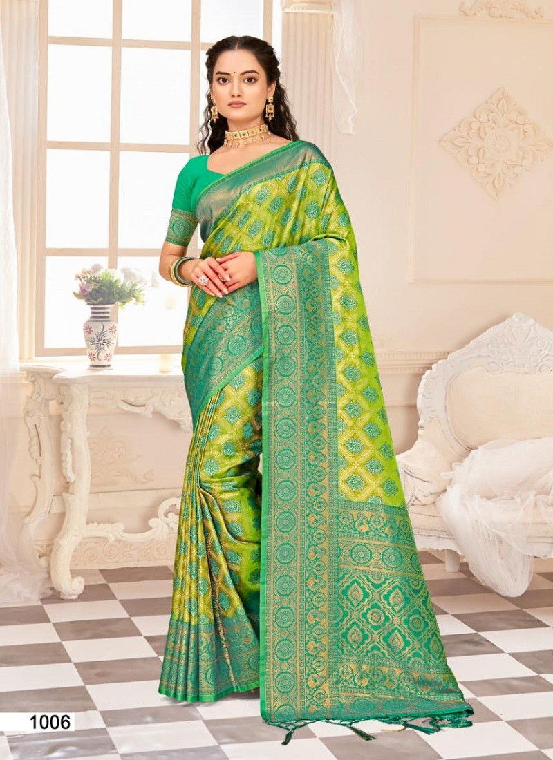 Green Colour Kalanidhi Vol 6 By Bunawat Kanjivaram Silk Wholesale Sarees Suppliers In Mumbai 1006