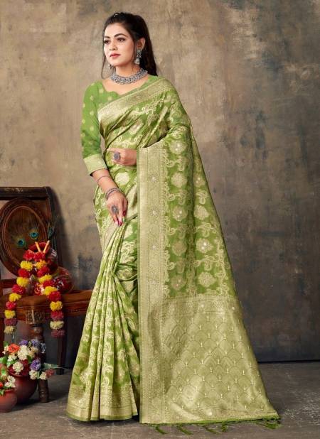 Green Colour Kalash By Sangam Designer Saree Catalog 10124