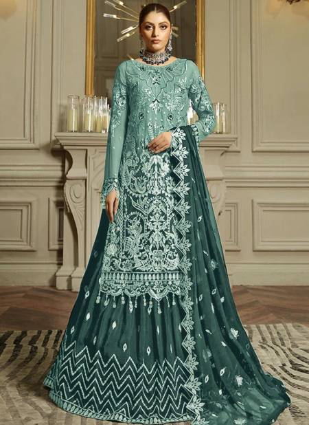 Green Colour Kaleesha 143 To 143 D Georgette Salwar Suits Catalog 143 B