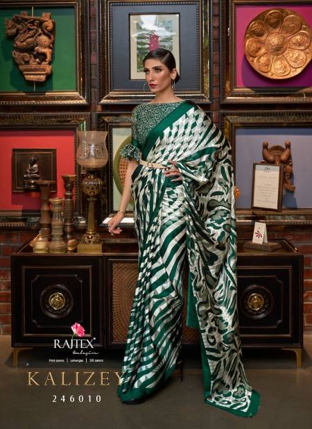 Green Colour Kalizey By Rajtex Printed Japan Crepe Saree Suppliers In India 246010