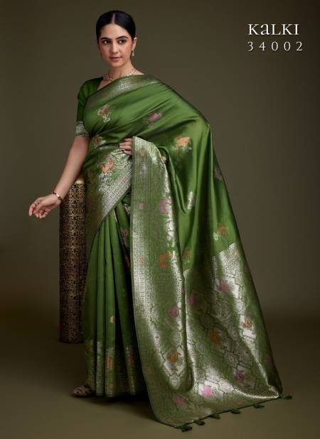 Green Colour Kalki By Sethnic Soft Silk Fancy Saree Wholesale Market In Surat 34002