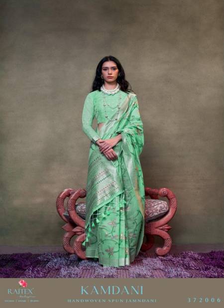 Green Colour Kamdani By Rajtex Mal Spun Cotton Printed Saree Orders In India 372006