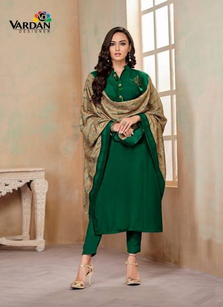 Green Colour Kanishka Vol 1 By Vardan Jam Cotton Designer Kurti Bottom With Dupatta Catalog 4001