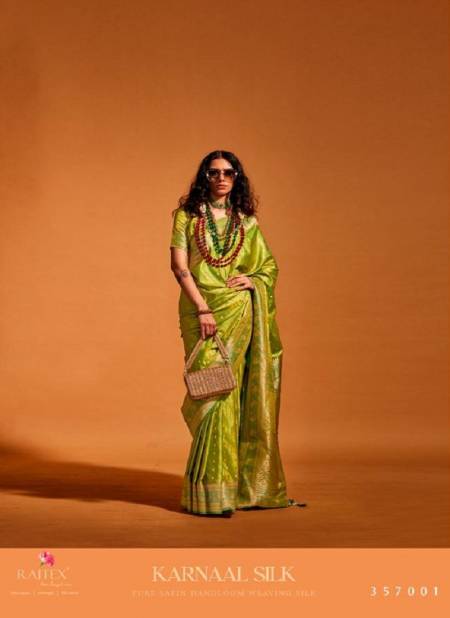 Green Colour Karnaal Silk By Rajtex Satin Silk Designer Saree Catalog 357001