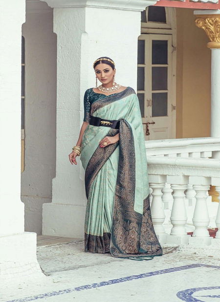 Green Colour Kasha By Kira Satin Designer Saree Catalog 3002 Catalog