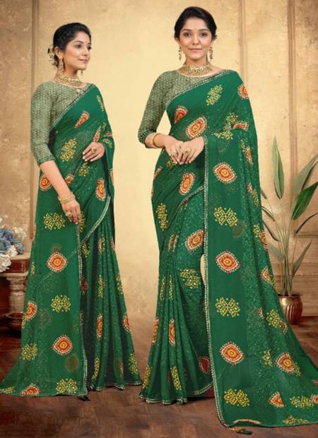 Green Colour Kashvi Wholesale Printed Sarees Catalog 11502