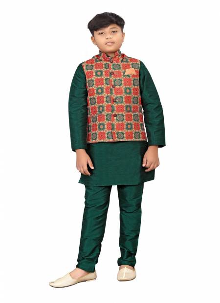 Green Colour Kids Koti 2 Festive Wear Wholesale Modi Jacket Kids Wear Catalog 107