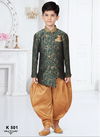Green Colour Kids Party Wear Kurta Pajama Catalog K 501