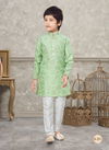 Green Colour Kids Vol 5 Boys Wear Kurta Pajama And Indo Western Catalog K 751