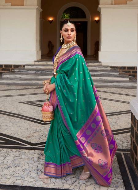Green Colour Kiya Paithani Silk By Rajpath Peshwai Paithani Silk Designer Saree Catalog 97007